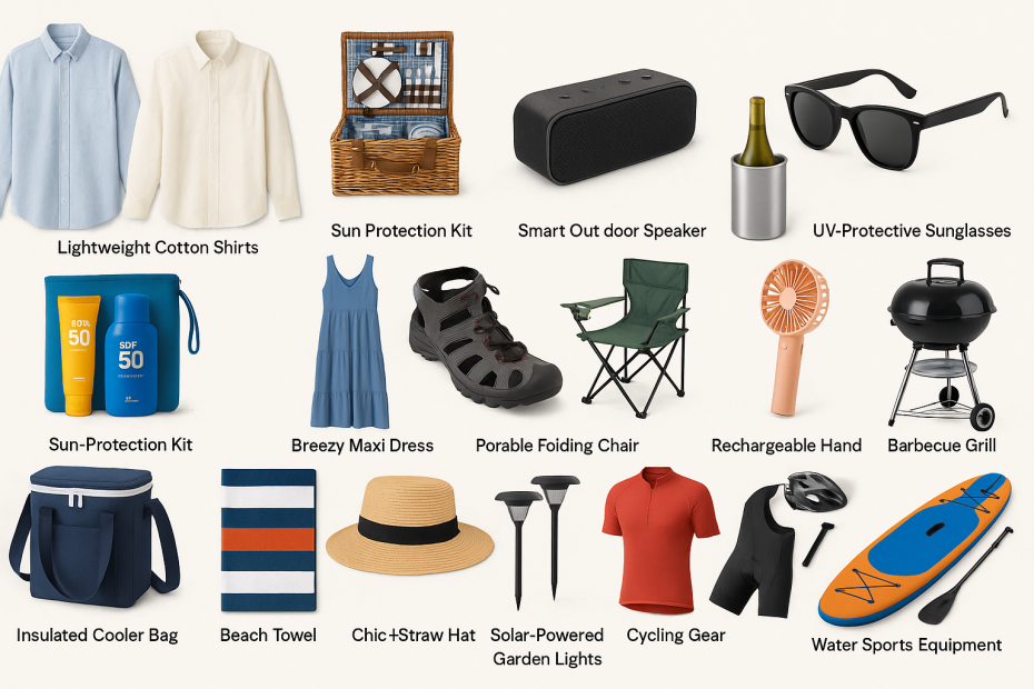 thi image shows the 17 different items that can be bought for the summer